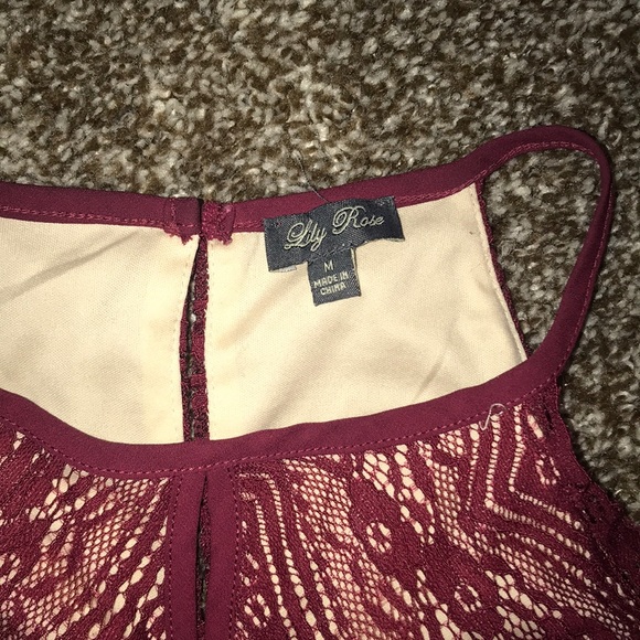 Maroon 2-layered lace dress - Picture 4 of 5